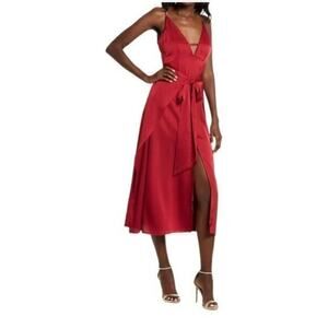 AMYLYNN Backless Satin Dress Jolie Satin Slip Dress in Burgundy Size Small